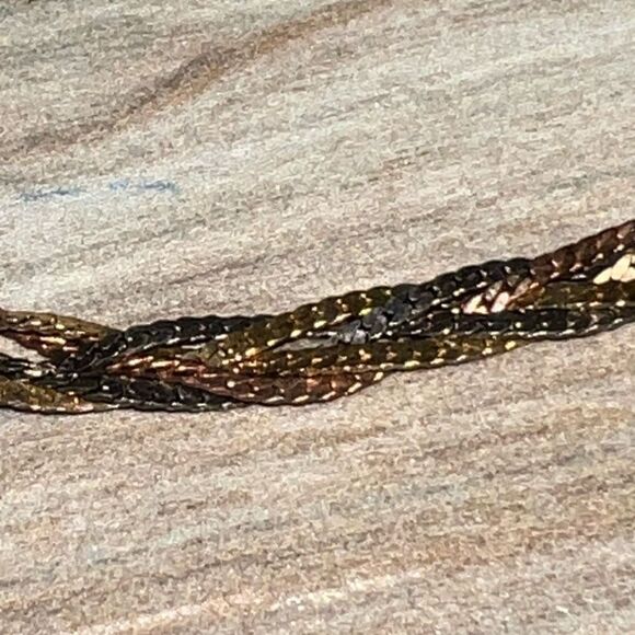 Vintage Braided Chain Bracelet Gold Silver Bronze Flat Chain Swagger Retro Core - Picture 2 of 5